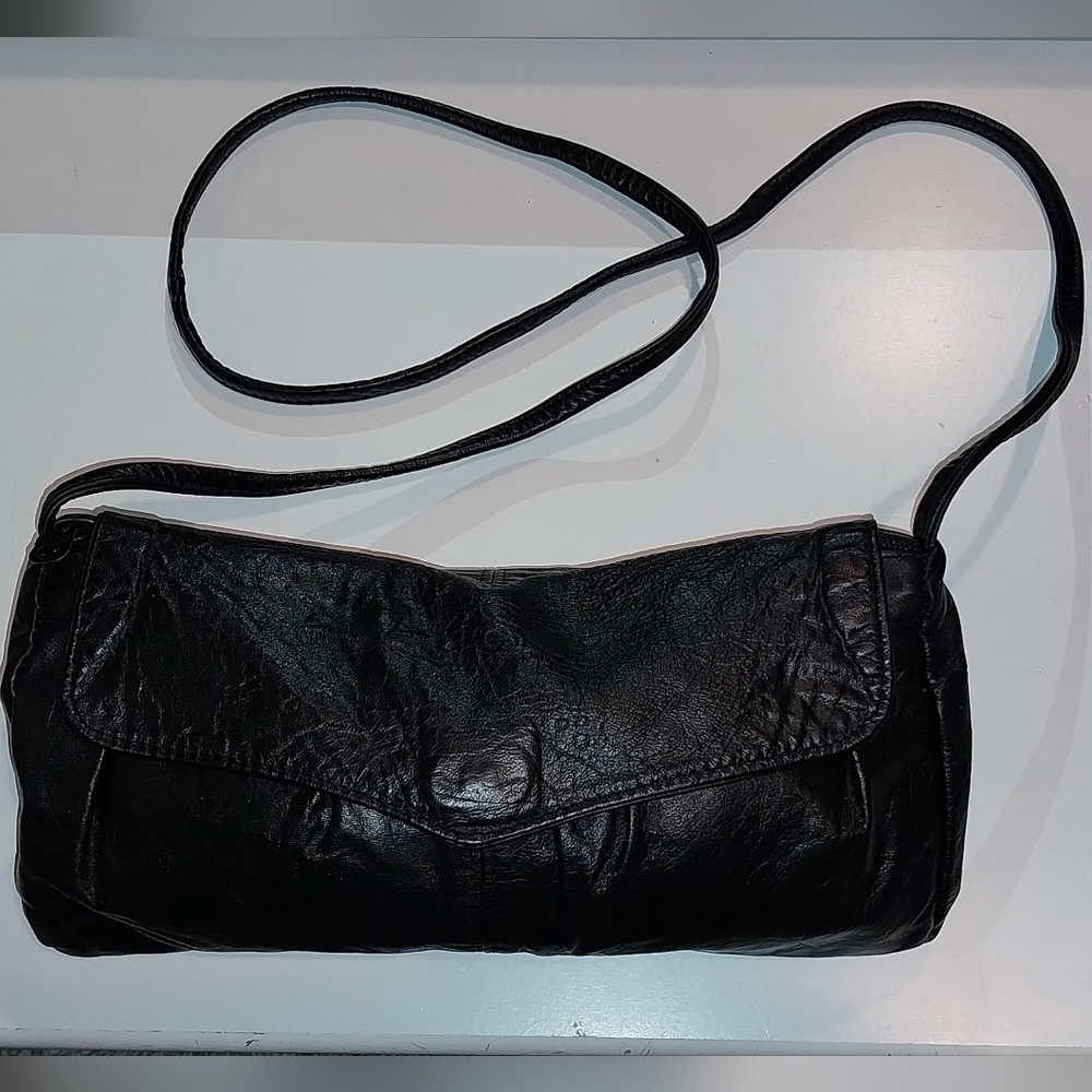 Vintage Bazaar Crossbody Soft Leather Handbag, Clutch Bag 12" Hideaway Strap
